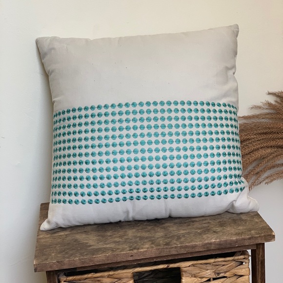 50’s Retro Turquoise Dot Throw Pillow - Picture 2 of 6